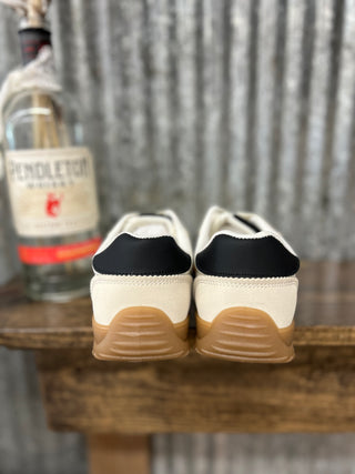 Beige + Black Chevron Court Shoes
