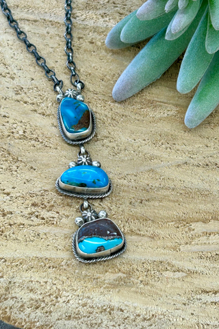 Skeets 3 Stone Turquoise Necklace