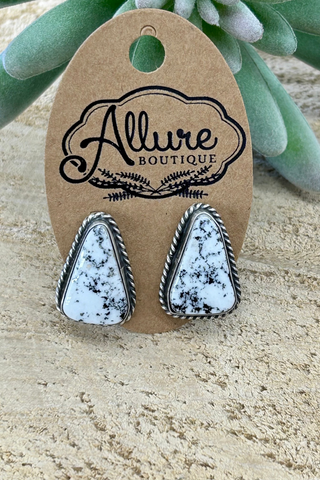 White Buffalo Triangle Earring