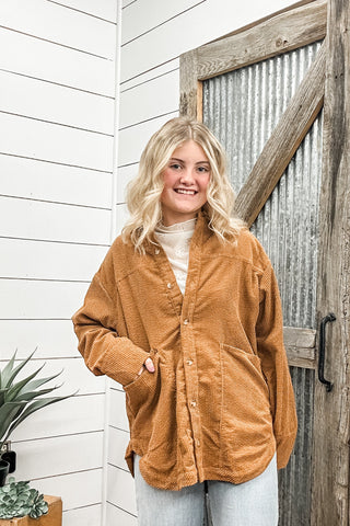 Cognac Corduroy Shacket