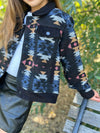Hooey Girls Black Aztec Velvet Collar Snap Jacket