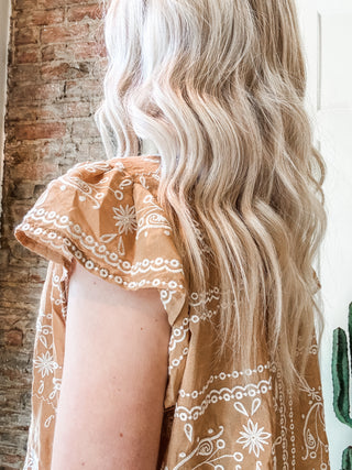 Embroidered Button Down Blouse