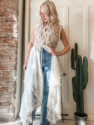 Lace Front Tie Long Duster