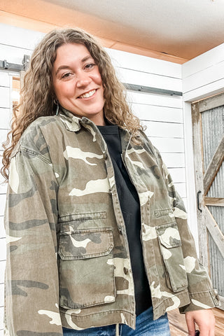 Camoflauge Printed Utility Jacket