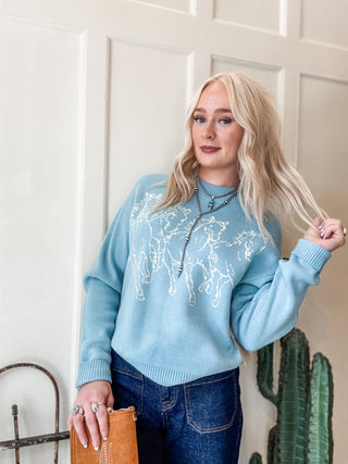 Running Horses Crewneck Sweater