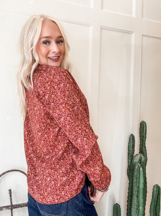 Burgundy Ruffle Blouse