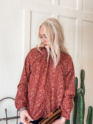 Burgundy Ruffle Blouse