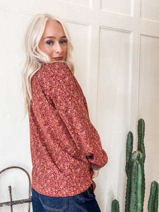 Burgundy Ruffle Blouse