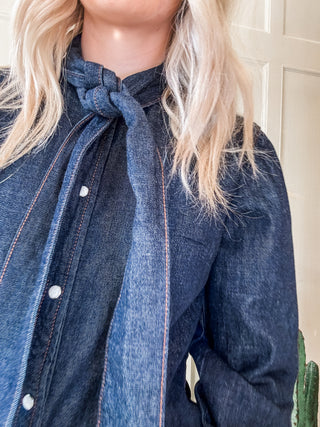 Denim Bow Snap Shirt