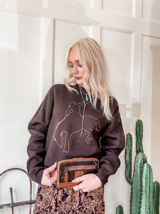 Brown Bucking Bronco Sweater