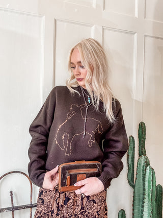 Brown Bucking Bronco Sweater