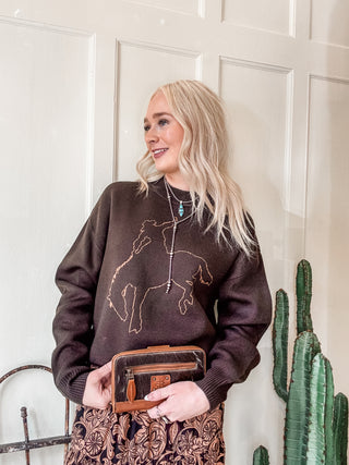 Brown Bucking Bronco Sweater