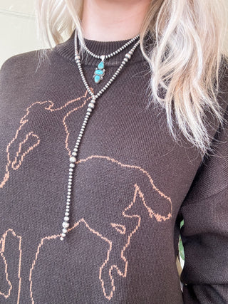 Brown Bucking Bronco Sweater