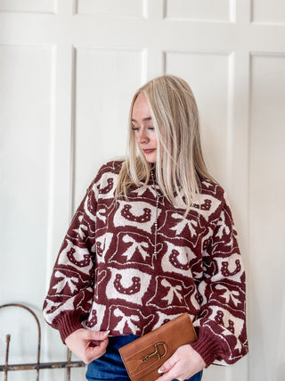 Cowboy Pattern Crewneck Sweater