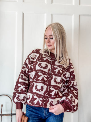 Cowboy Pattern Crewneck Sweater