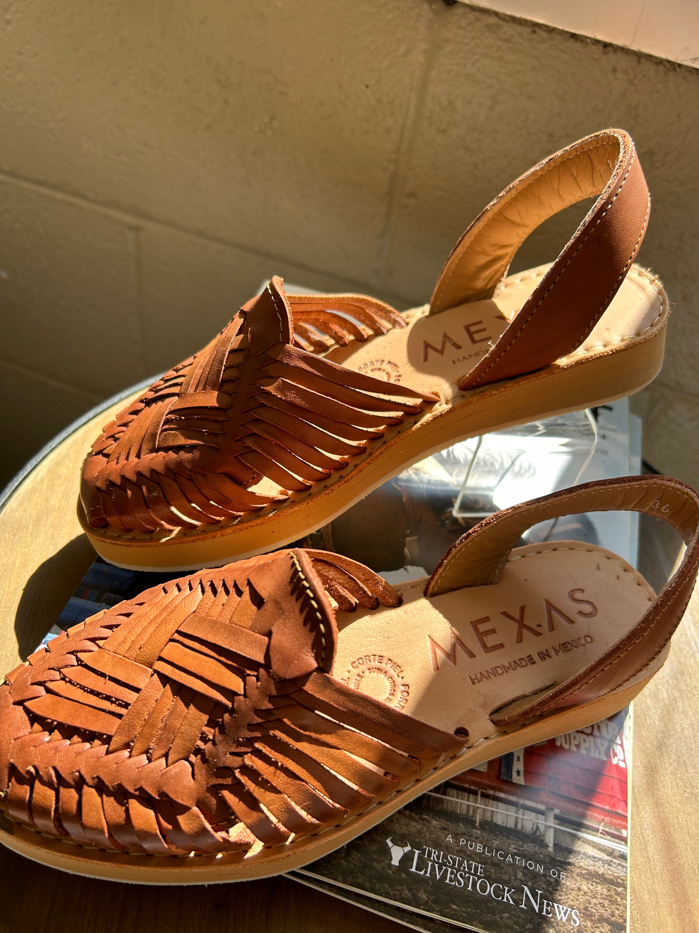 Maguey Huarache Sandals with 3 cm Platform Camel 38