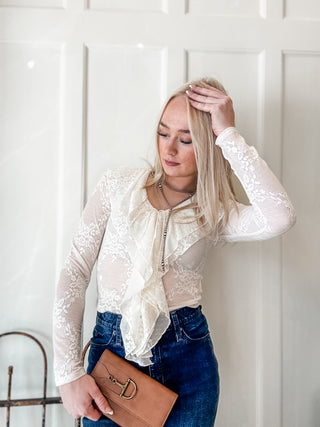 Lace Ruffle Mesh Top