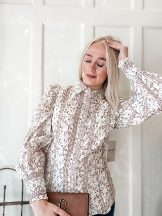 White Western Puff Sleeve Blouse