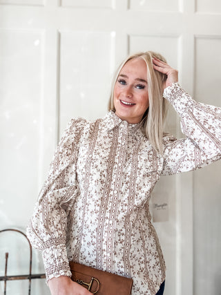 White Western Puff Sleeve Blouse