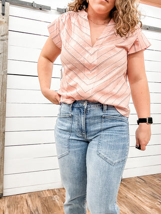 Short Sleeve Popover Woven Top