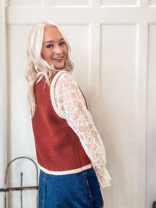 Contrast Tie Front Knit Vest