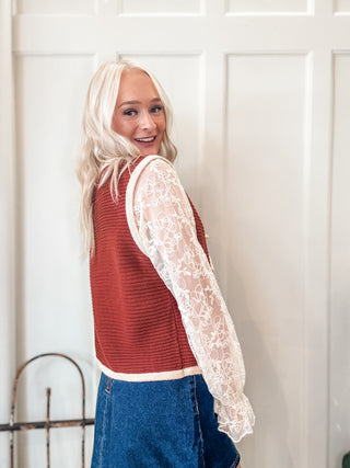 Contrast Tie Front Knit Vest