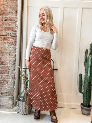 Polka Dot Slip Midi Skirt