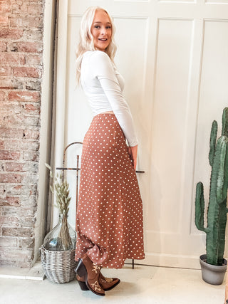 Polka Dot Slip Midi Skirt