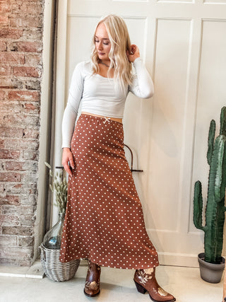 Polka Dot Slip Midi Skirt