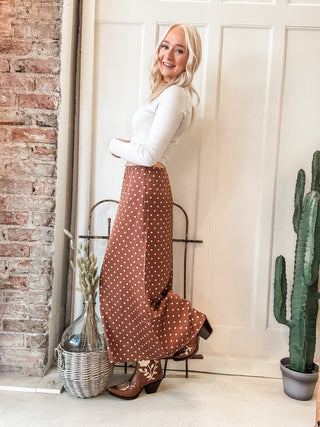 Polka Dot Slip Midi Skirt