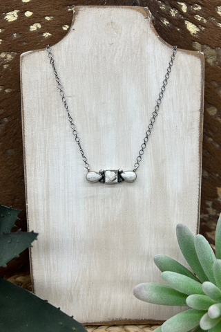 White Buffalo 3 Stone Necklace