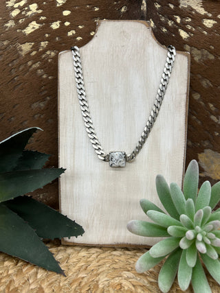 White Buffalo Square Link Chain Necklace