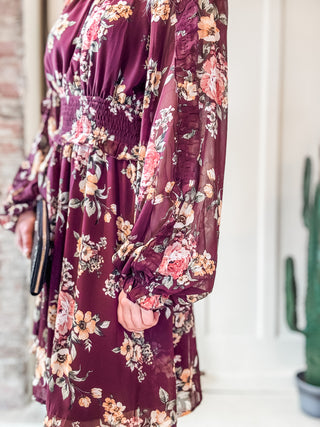 Floral Print Ruffled Cinch Waist Mini Dress