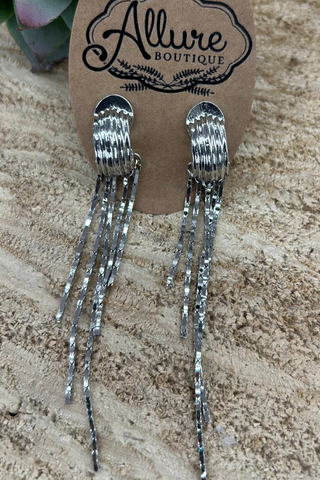 Silver Huggie Earring with Fringe