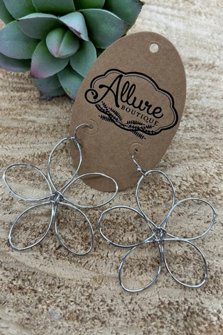 Silver Wire Flower Dangle Earring