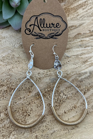 Silver + Brass Teardrop Earring