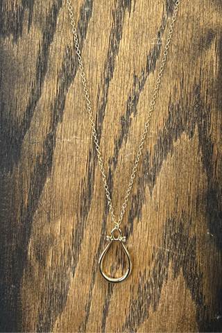 Gold Stirrup Pendant Necklace