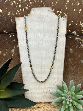 Long Rectangle Mixed Necklace