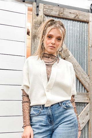 Two Button Short Sleeve Cardigan