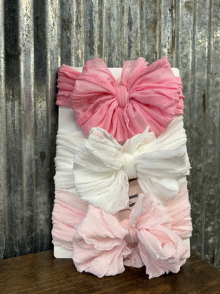 Pretty in Pink Ruffle Bow Set - 3 Piece
