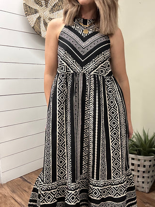 Tribal Print Halter Dress