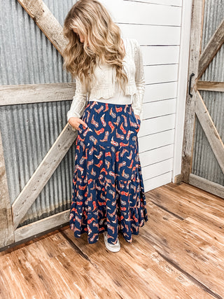 Patriotic Boots Maxi Skirt