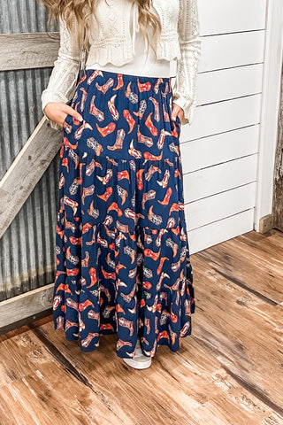 Patriotic Boots Maxi Skirt