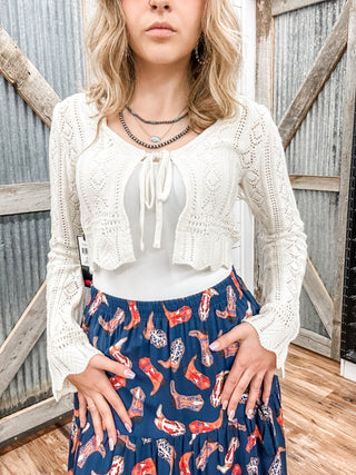 Crochet Tie Front Cardigan