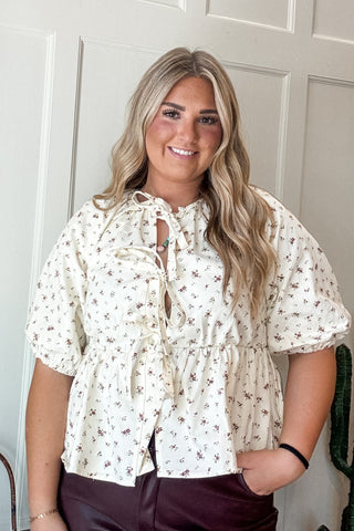 Floral Print Front Tie Top