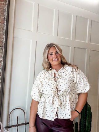 Floral Print Front Tie Top