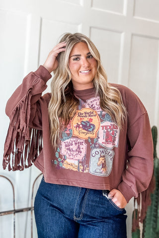 Wild West Graphic Fringe Sweatshirt