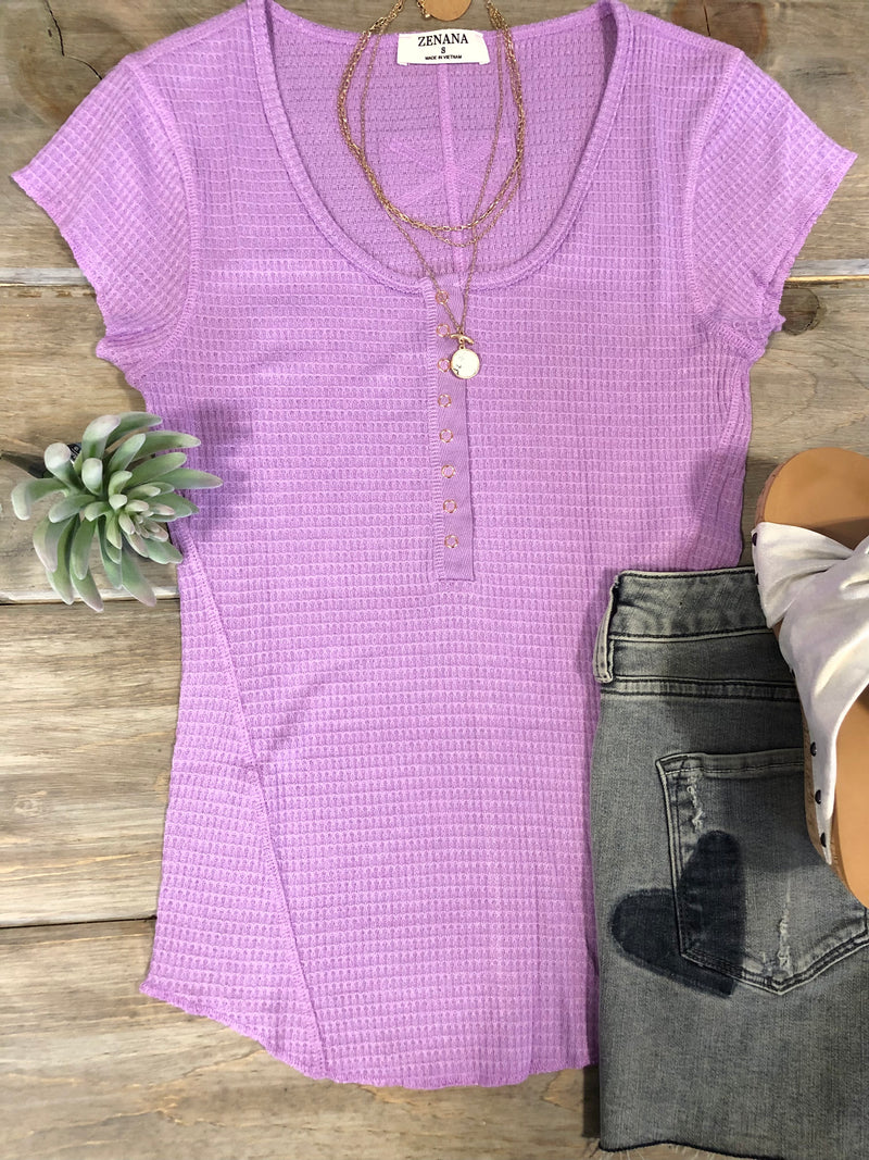 Baby Waffle Snap Button Sleeve Top
