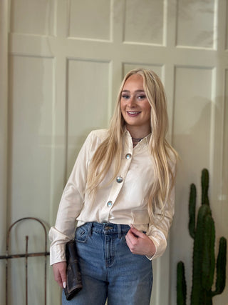 Western Button Down Blouse with Conchos
