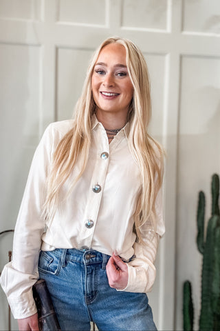 Western Button Down Blouse with Conchos